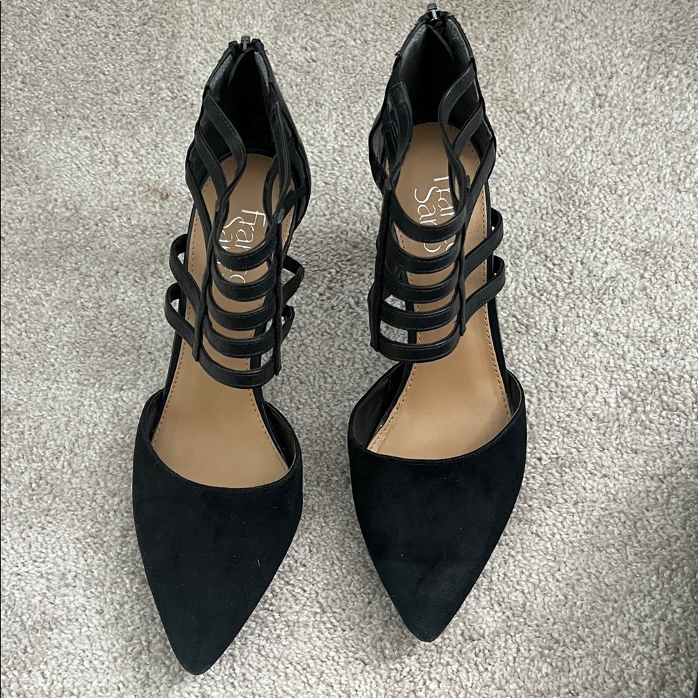 Franco Sarto black pointed toe heels. Size 9